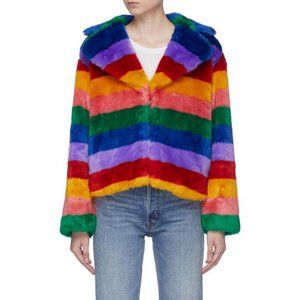 Alice and Olivia  Rainbow color Vegan Fur Coat
